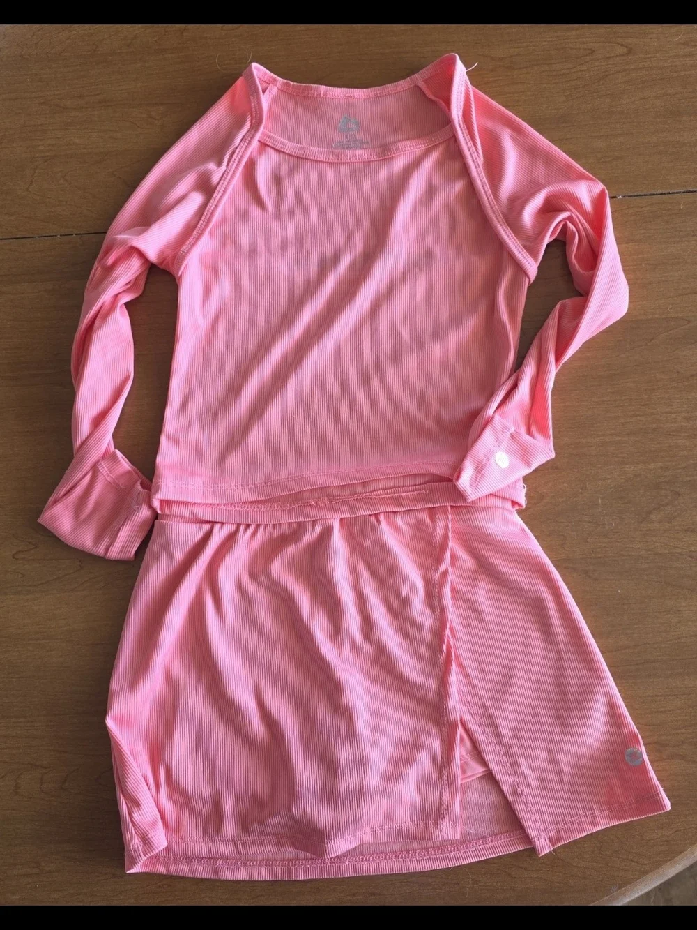 Pink Girls' Athletic Skort & Long Sleeve Top Set